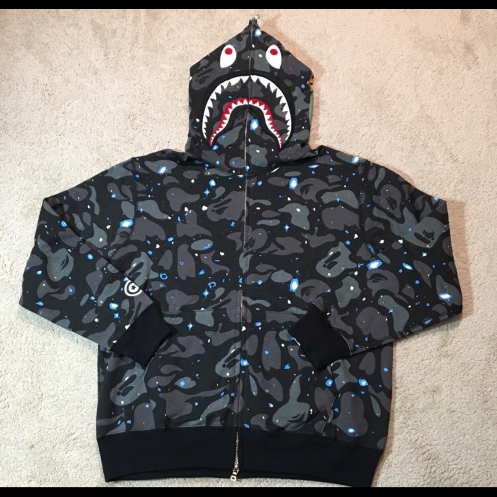 BAPE PNOR SPACE CAMO HOODIE- blk